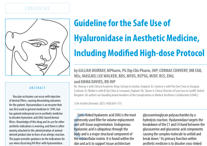 Guideline for the Safe Use of Hyaluronidase in Aesthetic Medicine
